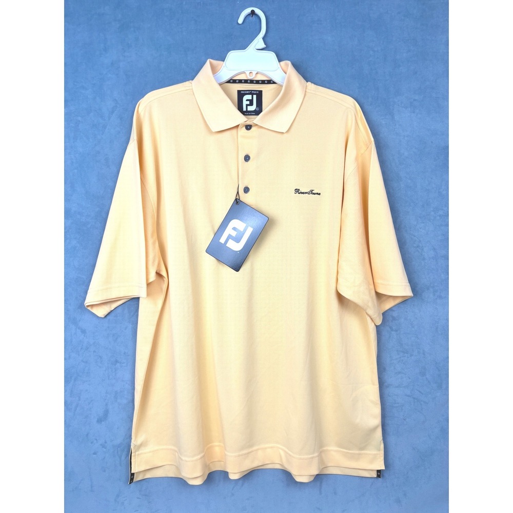 FootJoy ProDry Pique Golf Shirt XL Yellow River Towne Logo NWT 105713